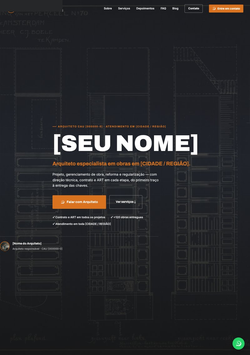 Prévia do site do modelo Captação de Leads