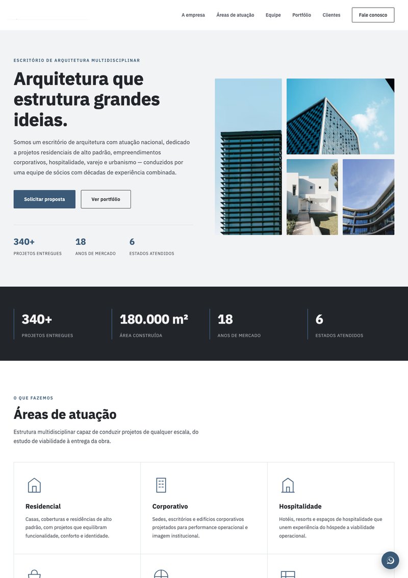 Prévia do site do modelo Grid Corporativo