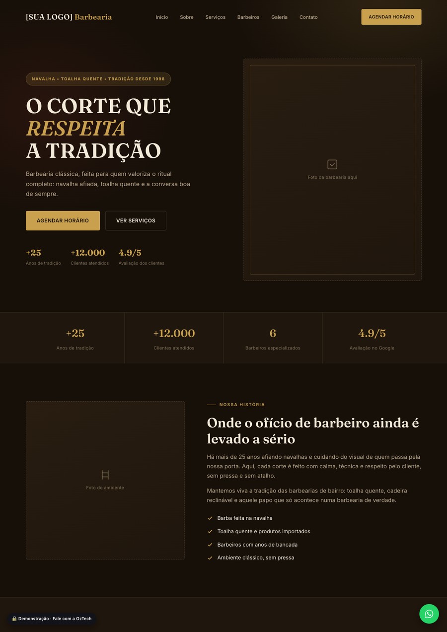Prévia do site do modelo Vintage Clássica