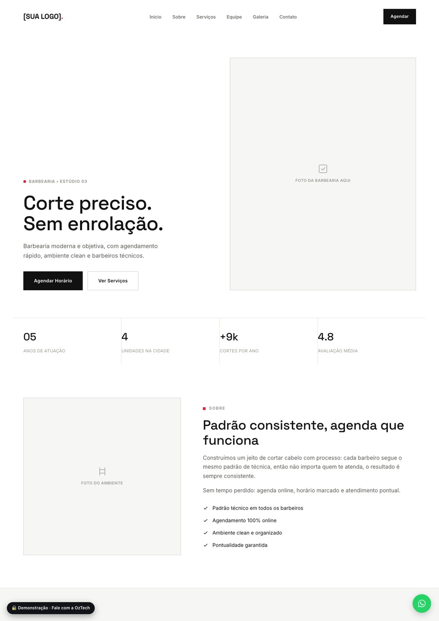 Prévia do site do modelo Minimalista Industrial