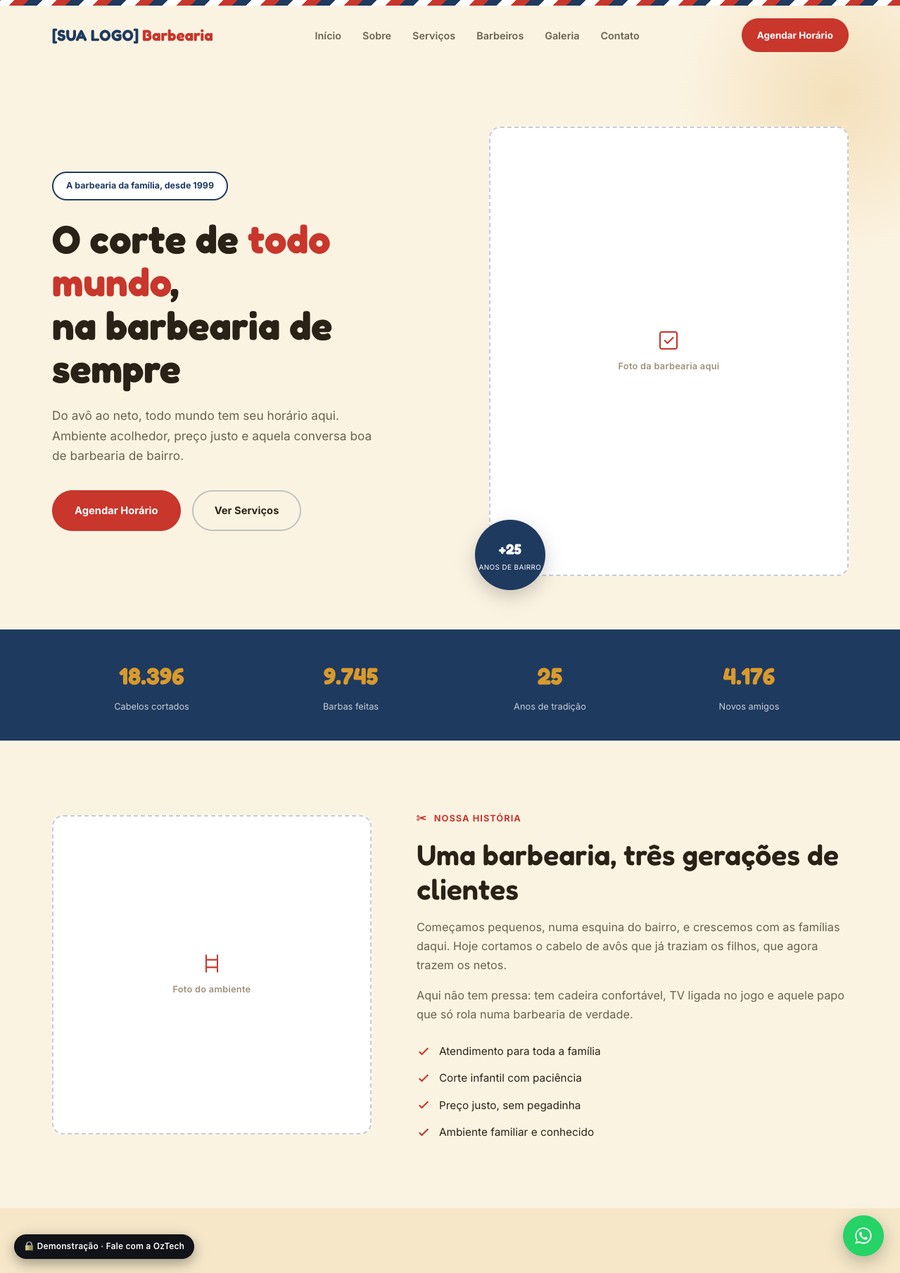 Prévia do site do modelo Retro Americana