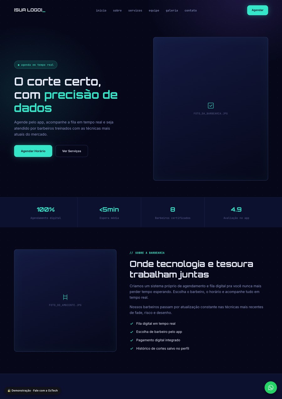Prévia do site do modelo Tech Futurista