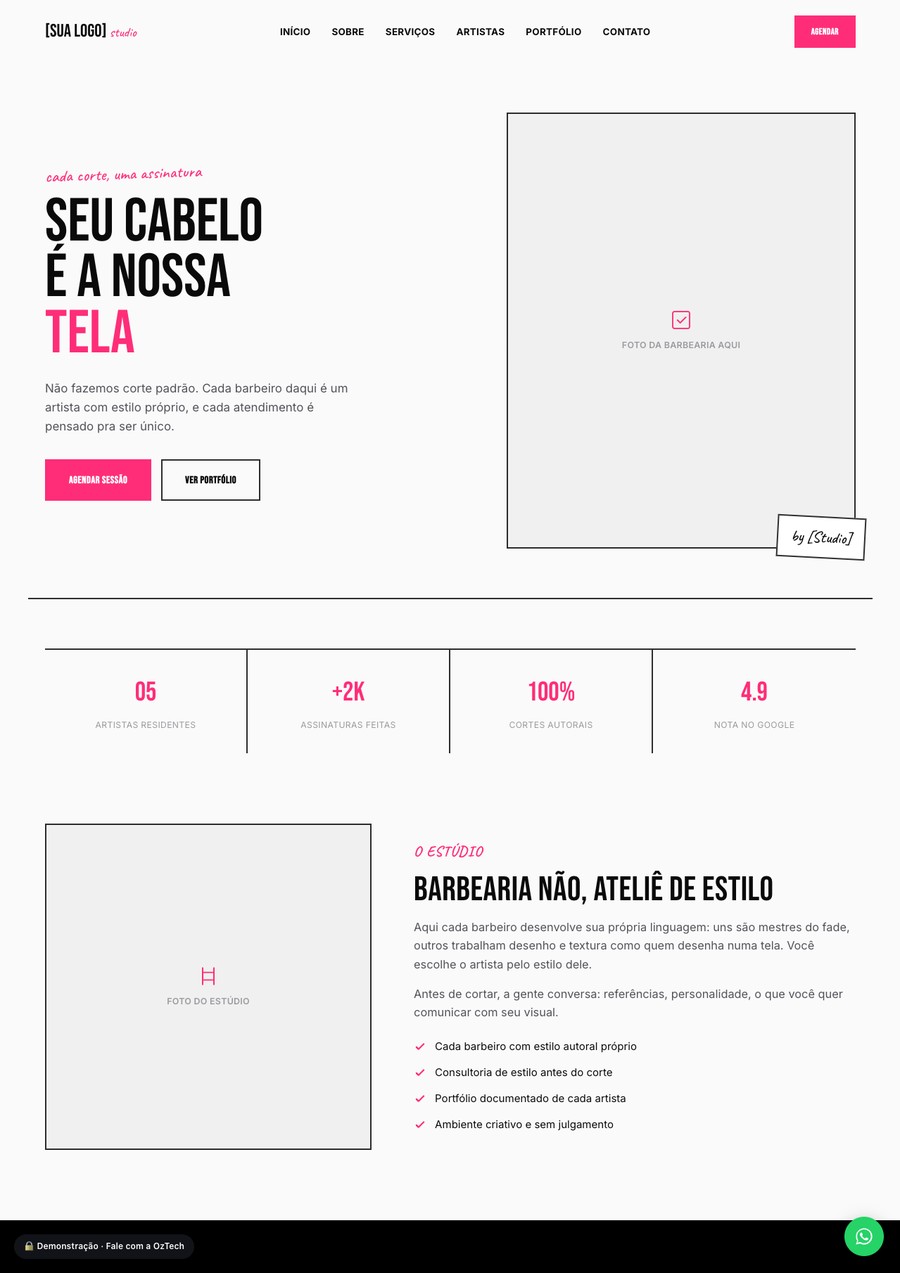 Prévia do site do modelo Studio Autoral