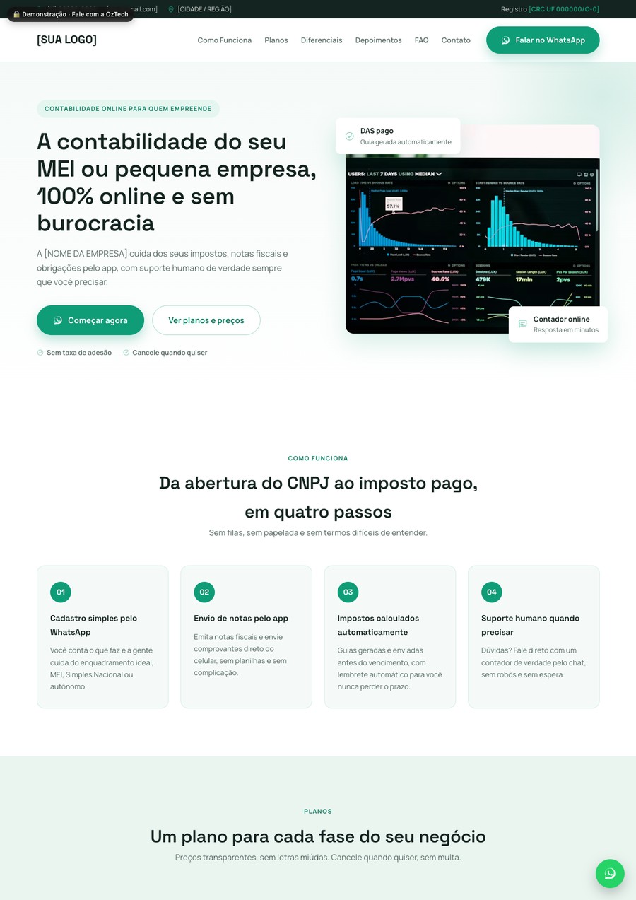 Prévia do site do modelo Digital para MEI