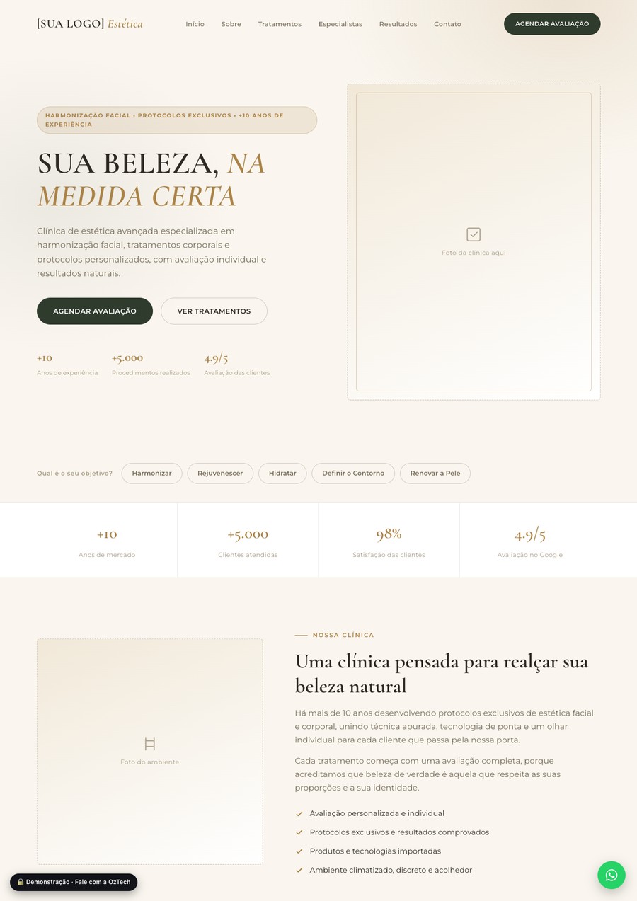 Prévia do site do modelo Alta Estética