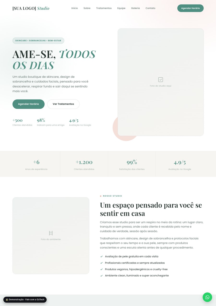 Prévia do site do modelo Studio Clean