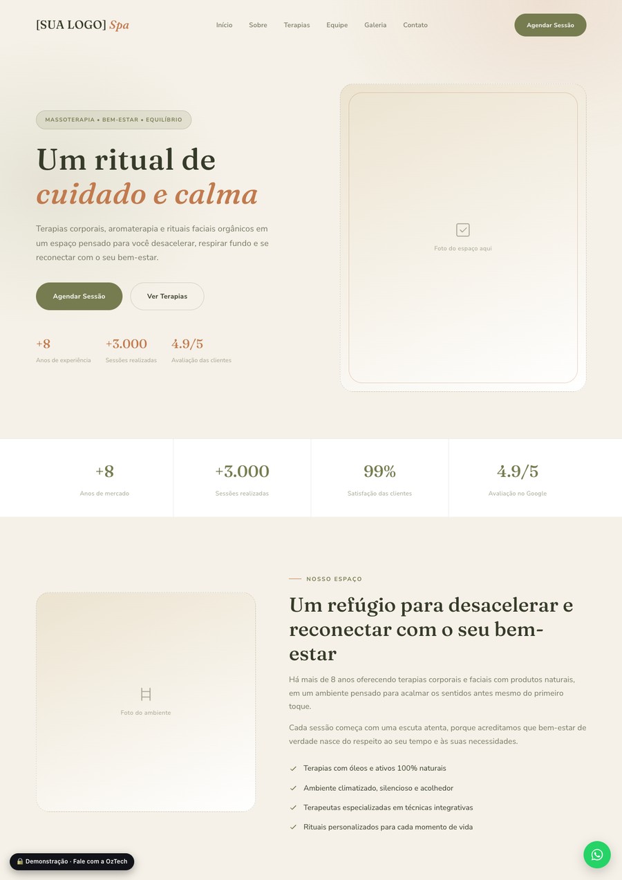 Prévia do site do modelo Spa Orgânico