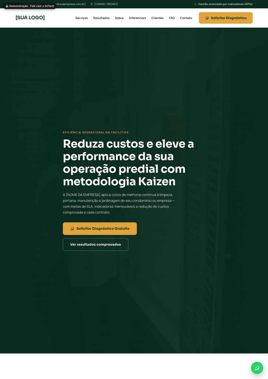 Prévia do site do modelo Eficiência Operacional