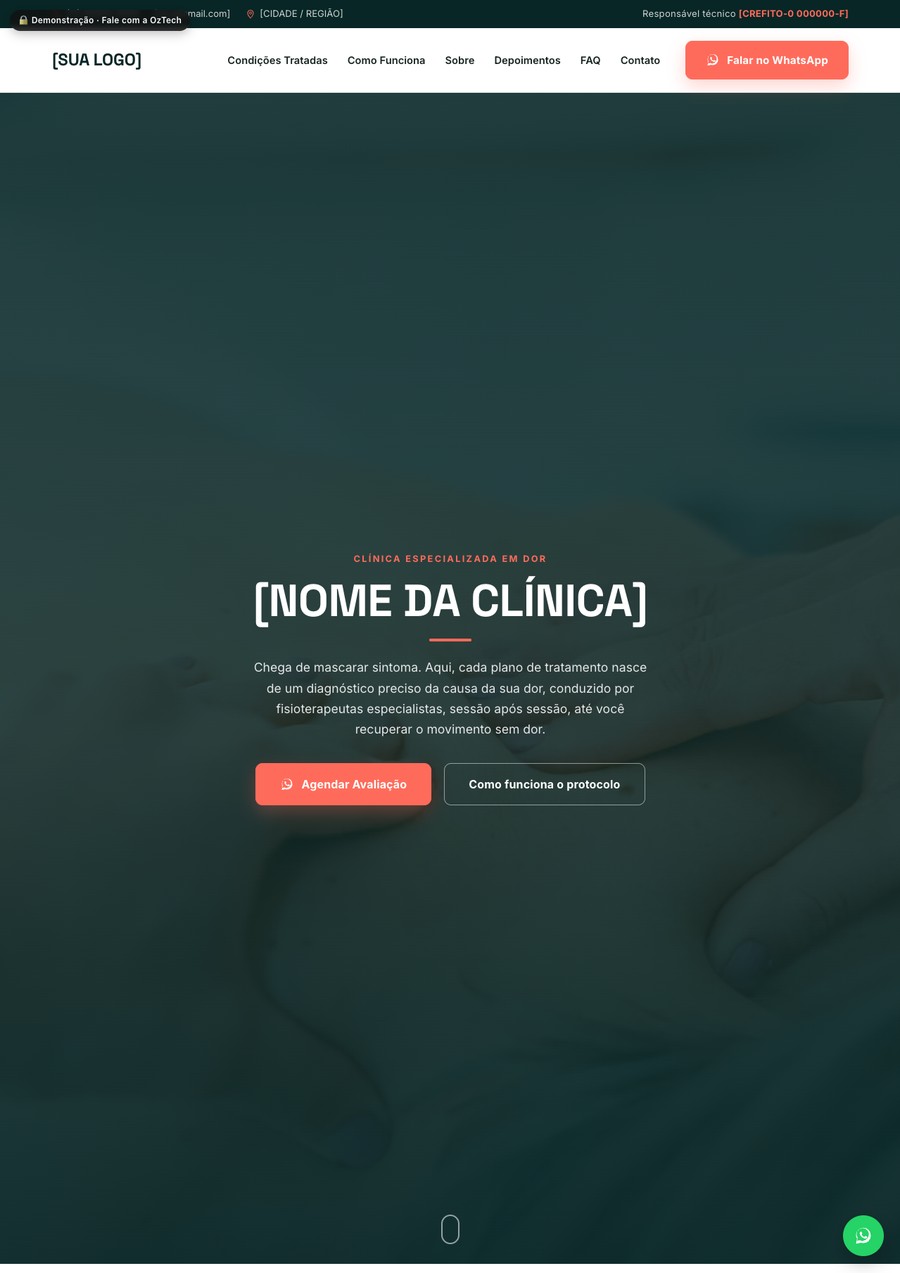 Prévia do site do modelo Clínica da Dor