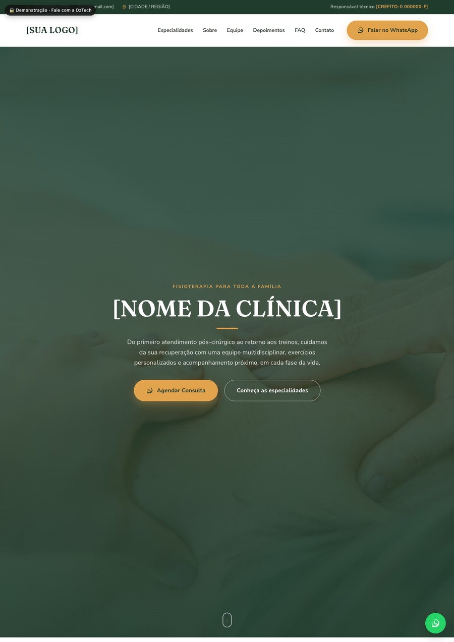 Prévia do site do modelo Reabilitação Completa