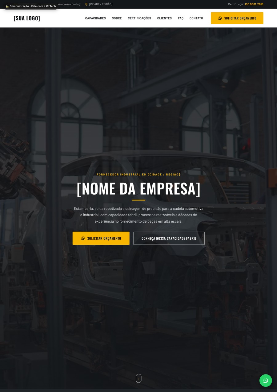 Prévia do site do modelo Industrial Pesada