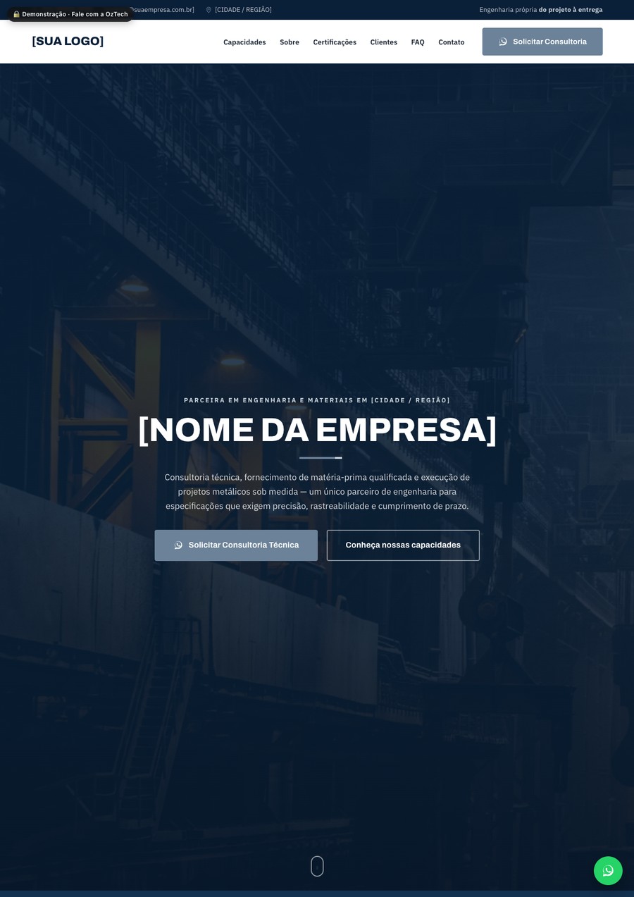 Prévia do site do modelo Engenharia Sob Medida