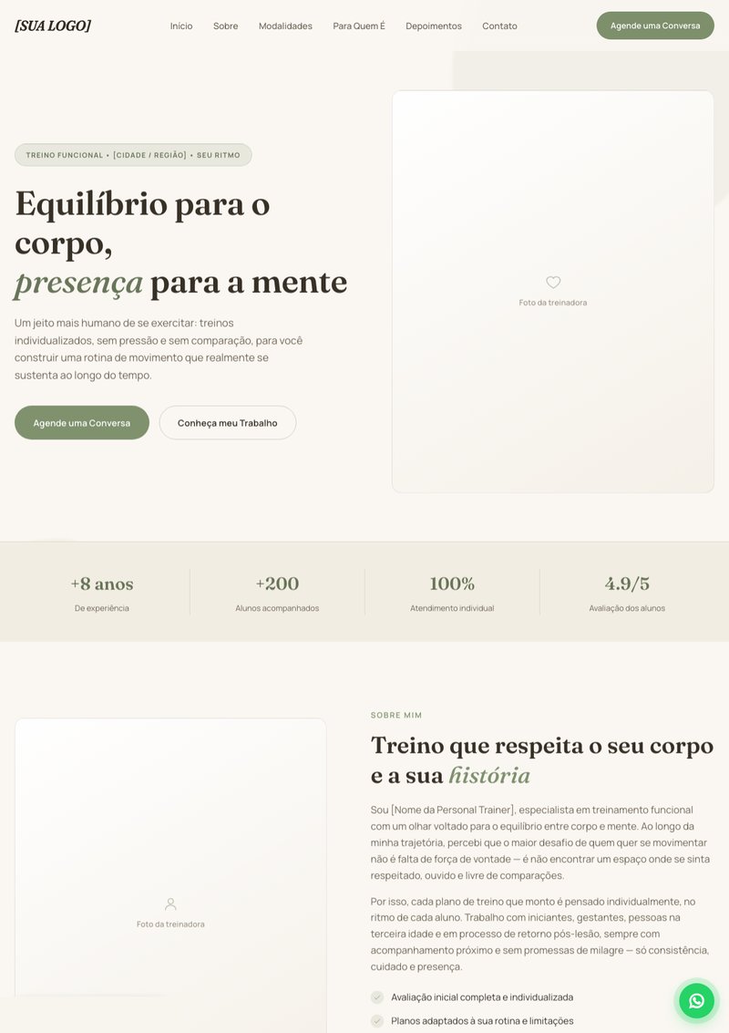 Prévia do site do modelo Wellness Clara