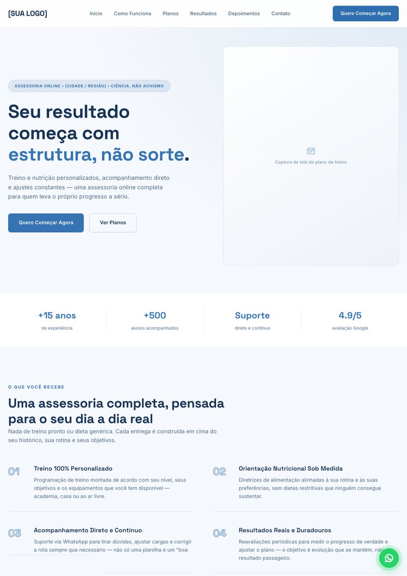 Prévia do site do modelo Assessoria Online