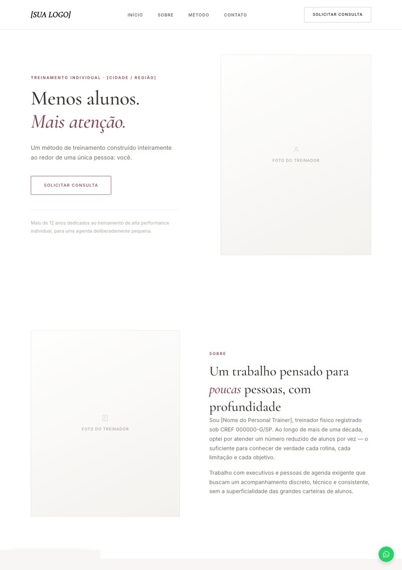 Prévia do site do modelo Minimalista Premium