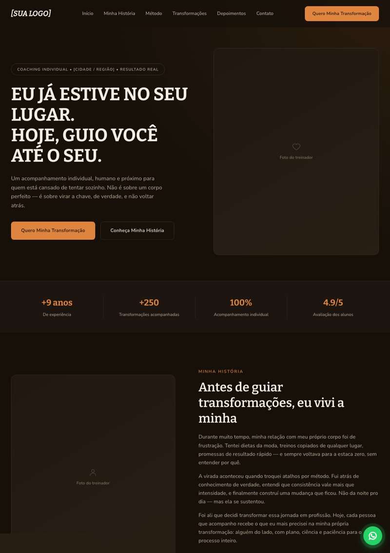Prévia do site do modelo Transformação Pessoal