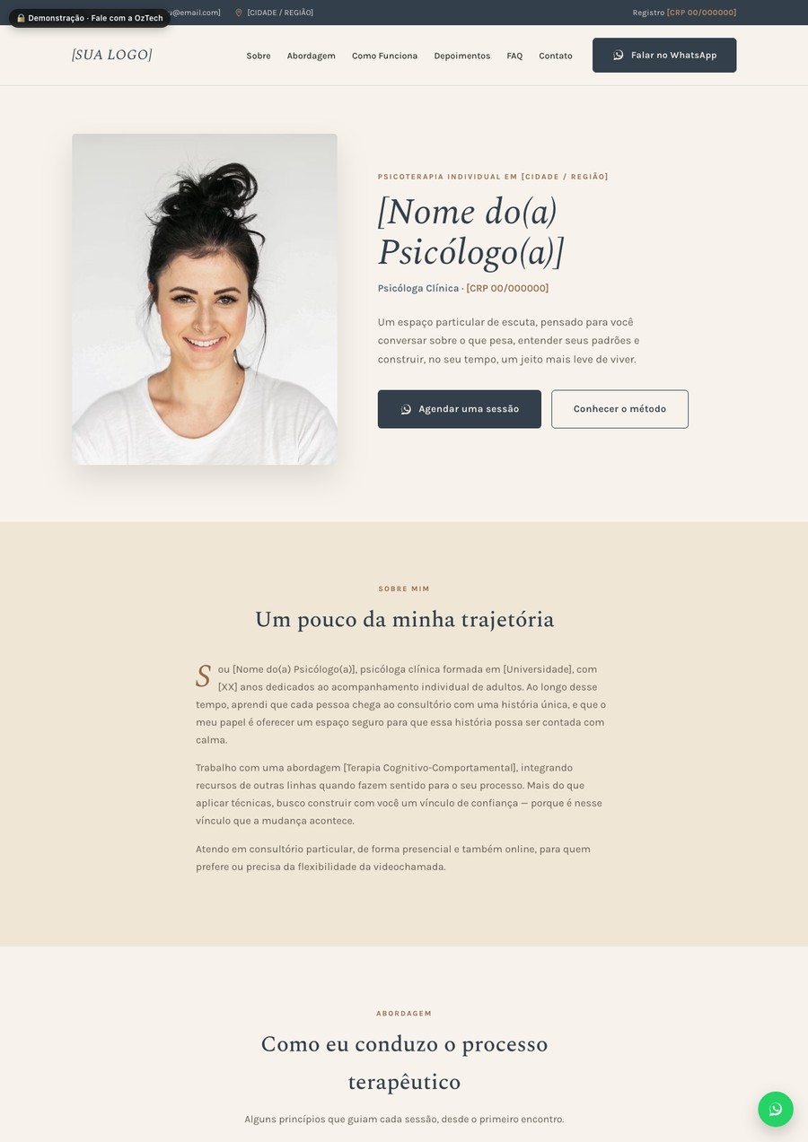 Prévia do site do modelo Vínculo Terapêutico